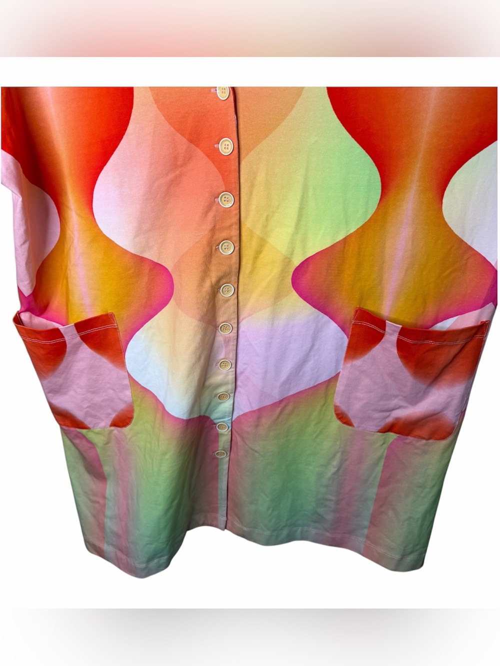 Tamara Malas Yasmine Shirt Dress Size 14/16 Rainbow Energy Button Up Pockets - Picture 7 of 10